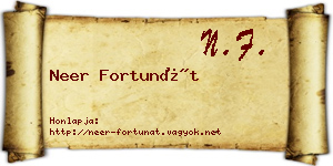 Neer Fortunát névjegykártya